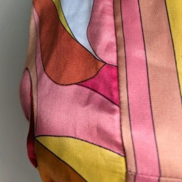 ECI satin retro print sleeveless tie waist blouse - Picture 2 of 7